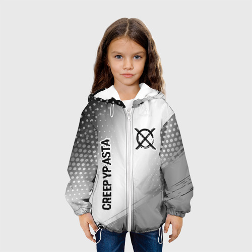 Детская куртка 3D CreepyPasta glitch на светлом фоне: надпись, символ, цвет белый - фото 4