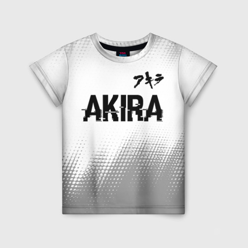 Детская футболка с принтом Akira glitch на светлом фоне: символ сверху, вид спереди №1