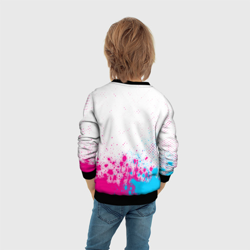 Детский свитшот 3D с принтом Evangelion neon gradient style: символ сверху, вид сзади #2