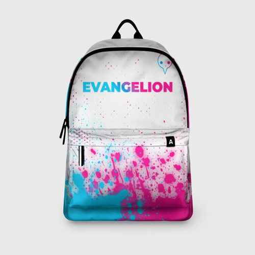 Рюкзак 3D с принтом Evangelion neon gradient style: символ сверху, вид сбоку #3