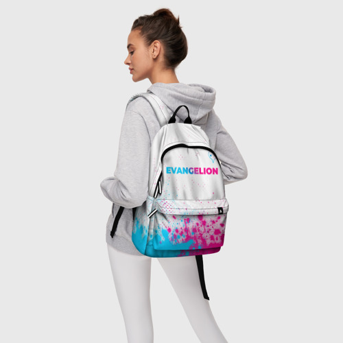 Рюкзак 3D с принтом Evangelion neon gradient style: символ сверху, фото #4