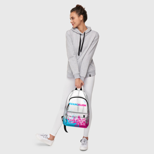Рюкзак 3D с принтом Evangelion neon gradient style: символ сверху, фото #6