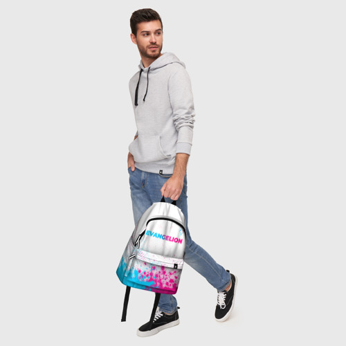 Рюкзак 3D с принтом Evangelion neon gradient style: символ сверху, фото #5