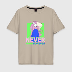 Мужская футболка хлопок Oversize Девушка в наушниках never forever