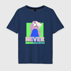 Мужская футболка хлопок Oversize Девушка в наушниках never forever