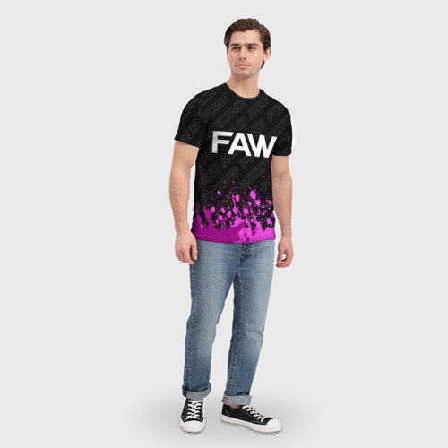 Мужская футболка 3D с принтом FAW pro racing: символ сверху, вид сбоку #3