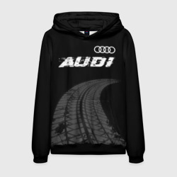 Мужская толстовка 3D Audi Speed на темном фоне со следами шин: символ сверху