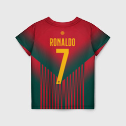 Футболка с принтом Эволюция Криштиану Роналду сборная Португалии для мужчины, вид сзади №1. Цвет основы: белый