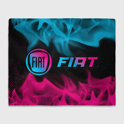 Плед 3D Fiat - neon gradient: надпись и символ, цвет 3D (велсофт)