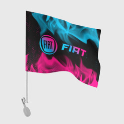 Флаг для автомобиля Fiat - neon gradient: надпись и символ