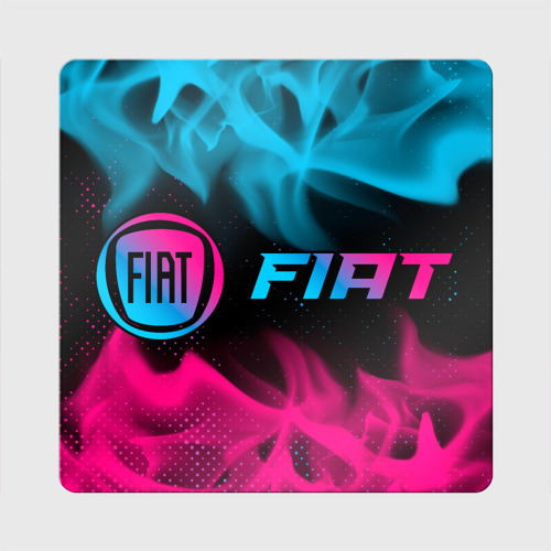 Магнит виниловый Квадрат Fiat - neon gradient: надпись и символ