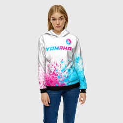 Женская толстовка 3D Yamaha neon gradient style: символ сверху - фото 2