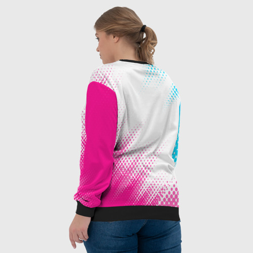 Женский свитшот 3D с принтом Chery neon gradient style: надпись, символ, вид сзади #2