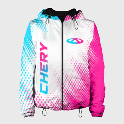 Женская куртка 3D Chery neon gradient style: надпись, символ