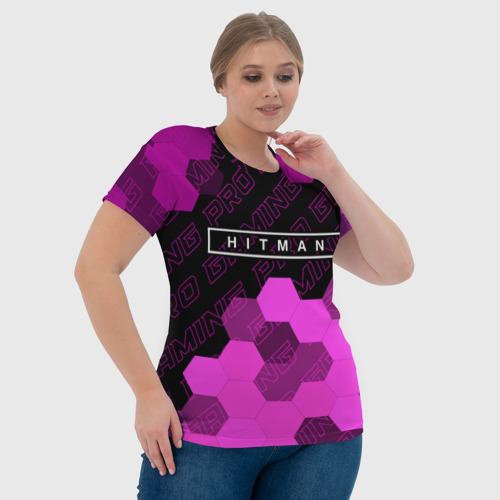Женская футболка 3D с принтом Hitman pro gaming: символ сверху, фото #4