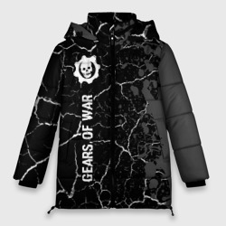 Женская зимняя куртка Oversize Gears of War glitch на темном фоне: по-вертикали