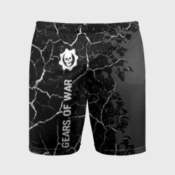 Мужские шорты спортивные Gears of War glitch на темном фоне: по-вертикали