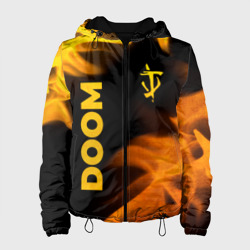 Женская куртка 3D Doom - gold gradient: надпись, символ