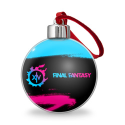 Ёлочный шар Final Fantasy - neon gradient: надпись и символ