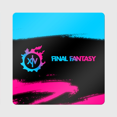 Магнит виниловый Квадрат Final Fantasy - neon gradient: надпись и символ