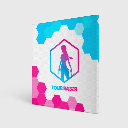 Холст квадратный Tomb Raider neon gradient style, цвет 3D печать