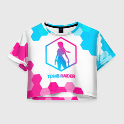 Женская футболка Crop-top 3D Tomb Raider neon gradient style