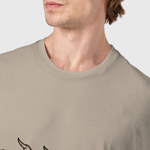 Мужская футболка хлопок с принтом Череп в чертополохе в графике, фото #4
