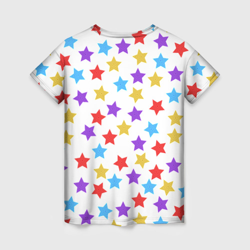 Женская футболка 3D Разноцветные звезды, цвет 3D печать - фото 2