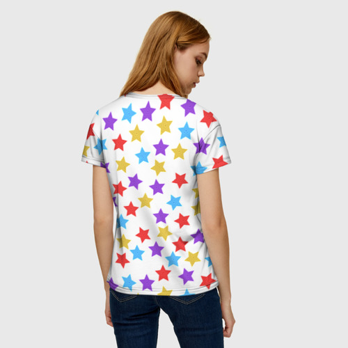 Женская футболка 3D Разноцветные звезды, цвет 3D печать - фото 4