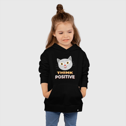 Детская толстовка хлопок Think positive - надпись мотиватор о позитивном мышлении, цвет черный - фото 4