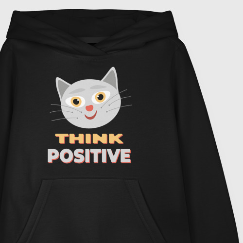 Детская толстовка хлопок Think positive - надпись мотиватор о позитивном мышлении, цвет черный - фото 3