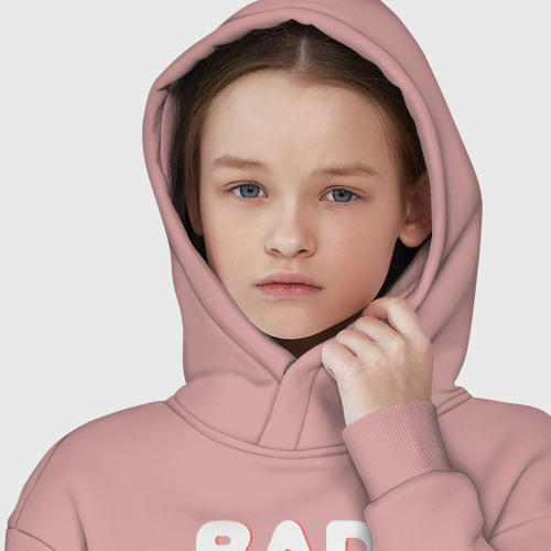 Детское худи Oversize хлопок Bad boy надпись плохой мальчик, цвет пыльно-розовый - фото 6
