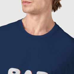 Футболка с принтом Bad boy надпись плохой мальчик для женщины, вид на модели спереди №4. Цвет основы: темно-синий