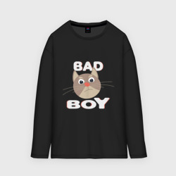 Мужской лонгслив oversize хлопок Bad boy надпись плохой мальчик