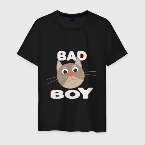 Мужская футболка хлопок Bad boy надпись плохой мальчик, цвет черный
