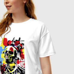 Женская футболка хлопок Oversize Skull - pop art - sketch - фото 2