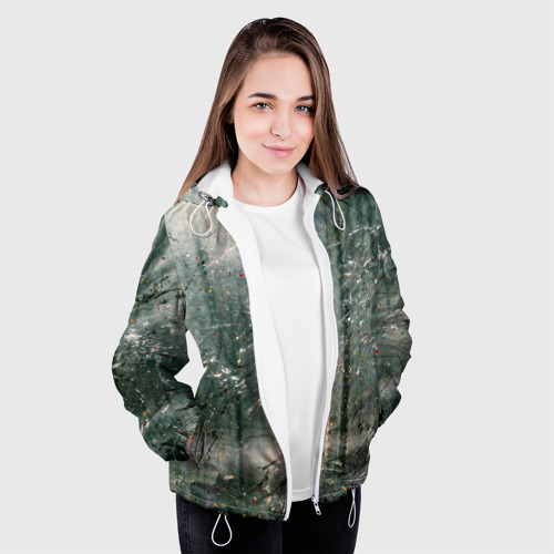 Женская куртка 3D Тени деревьев и краски, цвет белый - фото 4