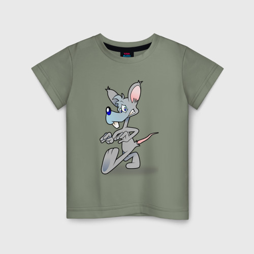 Детская футболка хлопок с принтом Удивлённая крыска, вид спереди #2