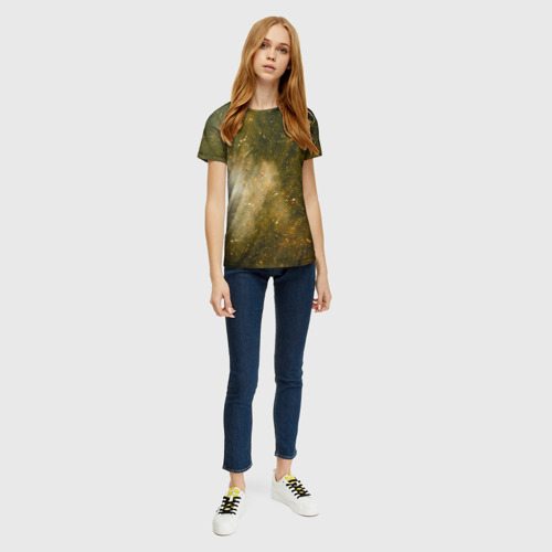 Женская футболка 3D Золотистый туман и краски, цвет 3D печать - фото 5
