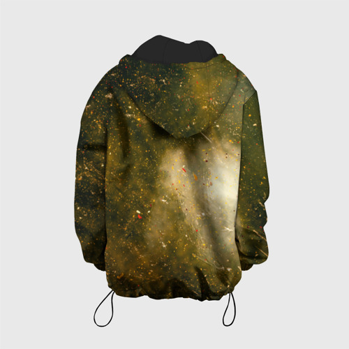 Детская куртка 3D с принтом Золотистый туман и краски, вид сзади #1