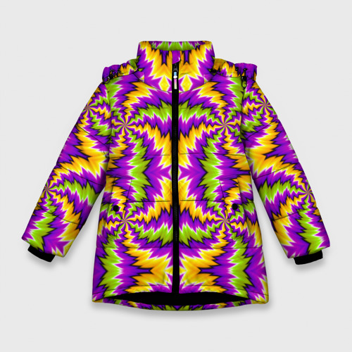 Зимняя куртка для девочек 3D Красочная иллюзия вращения, цвет черный