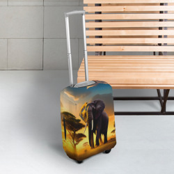 Чехол для чемодана 3D Слон и рассвет в саванне - фото 2