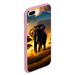 Чехол для iPhone 7Plus/8 Plus матовый Слон и рассвет в саванне - фото 2