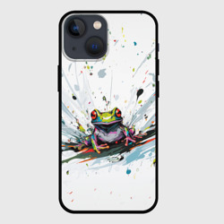 Чехол для iPhone 13 mini Красноглазая лягушка в луже - нейросеть