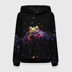 Женская толстовка 3D Красноглазая лягушка под дождем - нейросеть