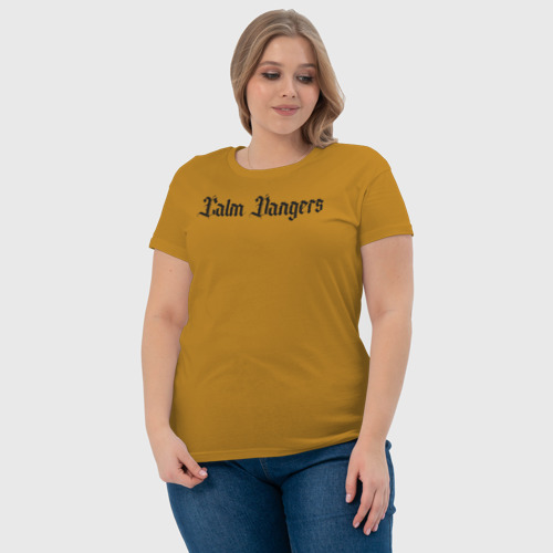 Женская футболка хлопок с принтом Calm dangers black 2 side, фото #4