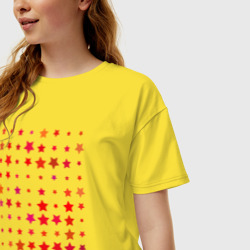Женская футболка хлопок Oversize Красный звездопад - фото 2
