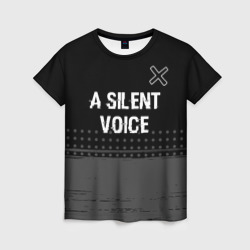 Женская футболка 3D A Silent Voice glitch на темном фоне: символ сверху
