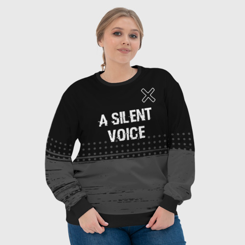 Женский свитшот 3D A Silent Voice glitch на темном фоне: символ сверху, цвет 3D печать - фото 6