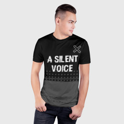 Мужская футболка 3D Slim A Silent Voice glitch на темном фоне: символ сверху - фото 2